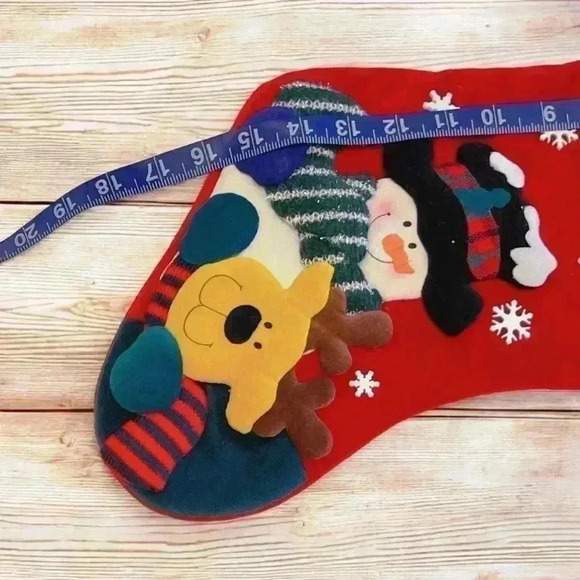 VTG 3D Prima Creations Dog Reindeer Ears Snowman Welcome Christmas Stocking - Picture 4 of 6